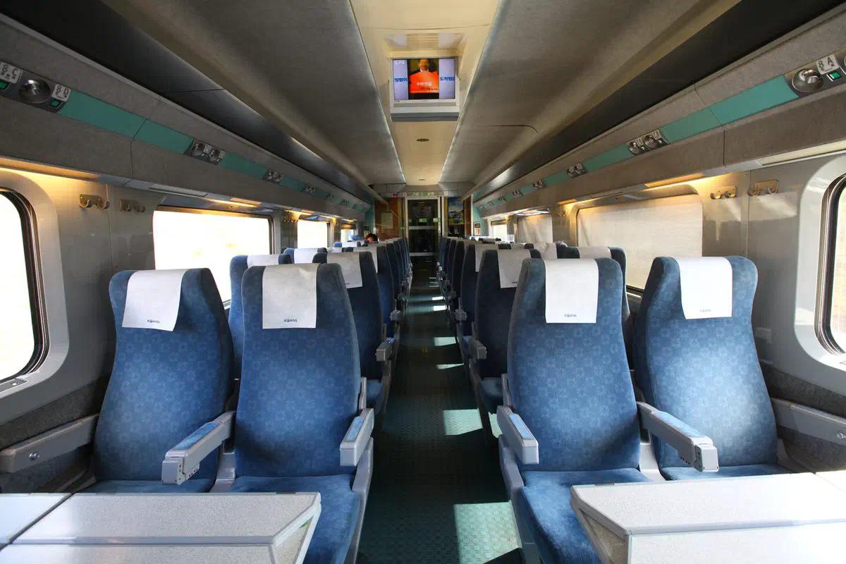 A KTX high-speed train, the fastest way between Busan and Seoul
