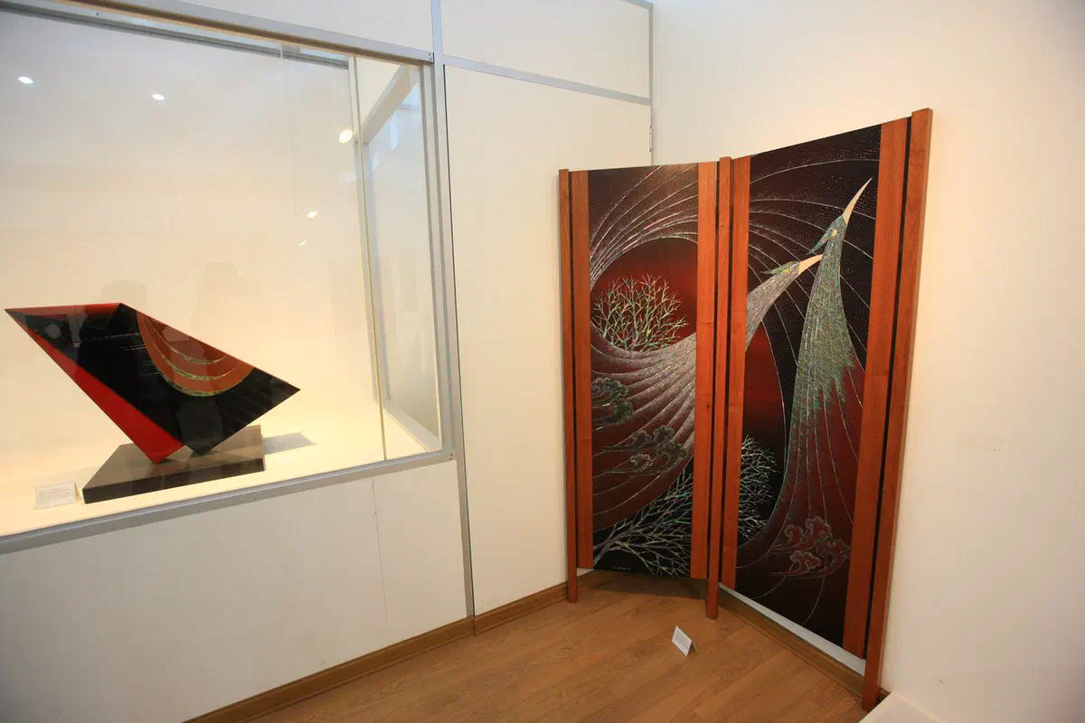 Mother-of-pearl inlaid screen at the Ottchil Lacquer Museum in Tongyeong, the historic center of the craft